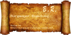 Burgmayer Romulusz névjegykártya